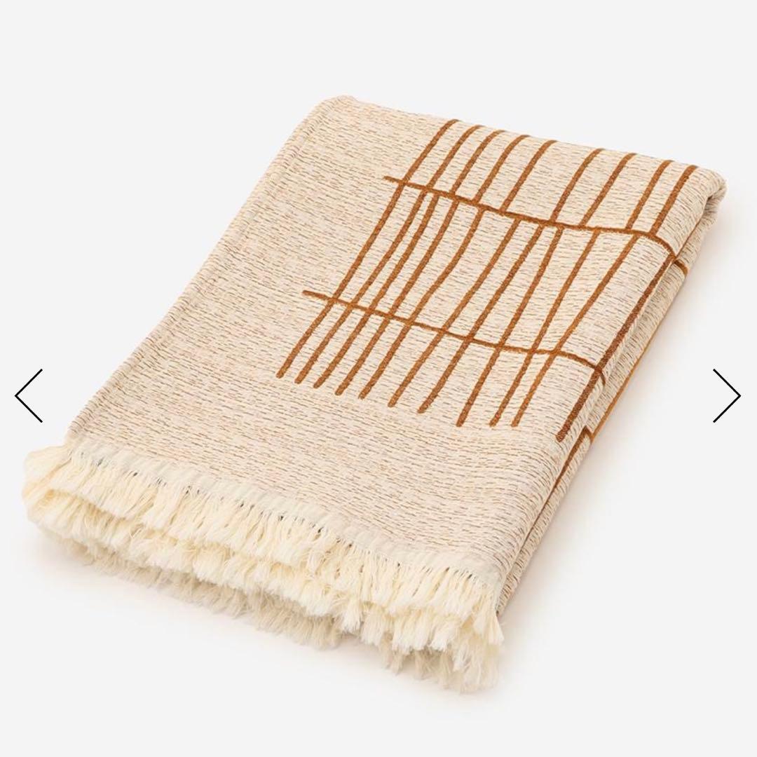 新品ACTUS ジャガード織り ブランケットリバーシブル130x180テラコッタ