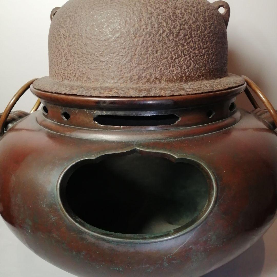 【茶道具】 唐銅風炉釜 　名越弥五郎作　釜265