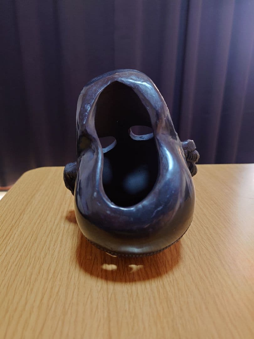 メキシコ雑貨 オアハカ製黒泥頭蓋骨 置物 希少 工芸品