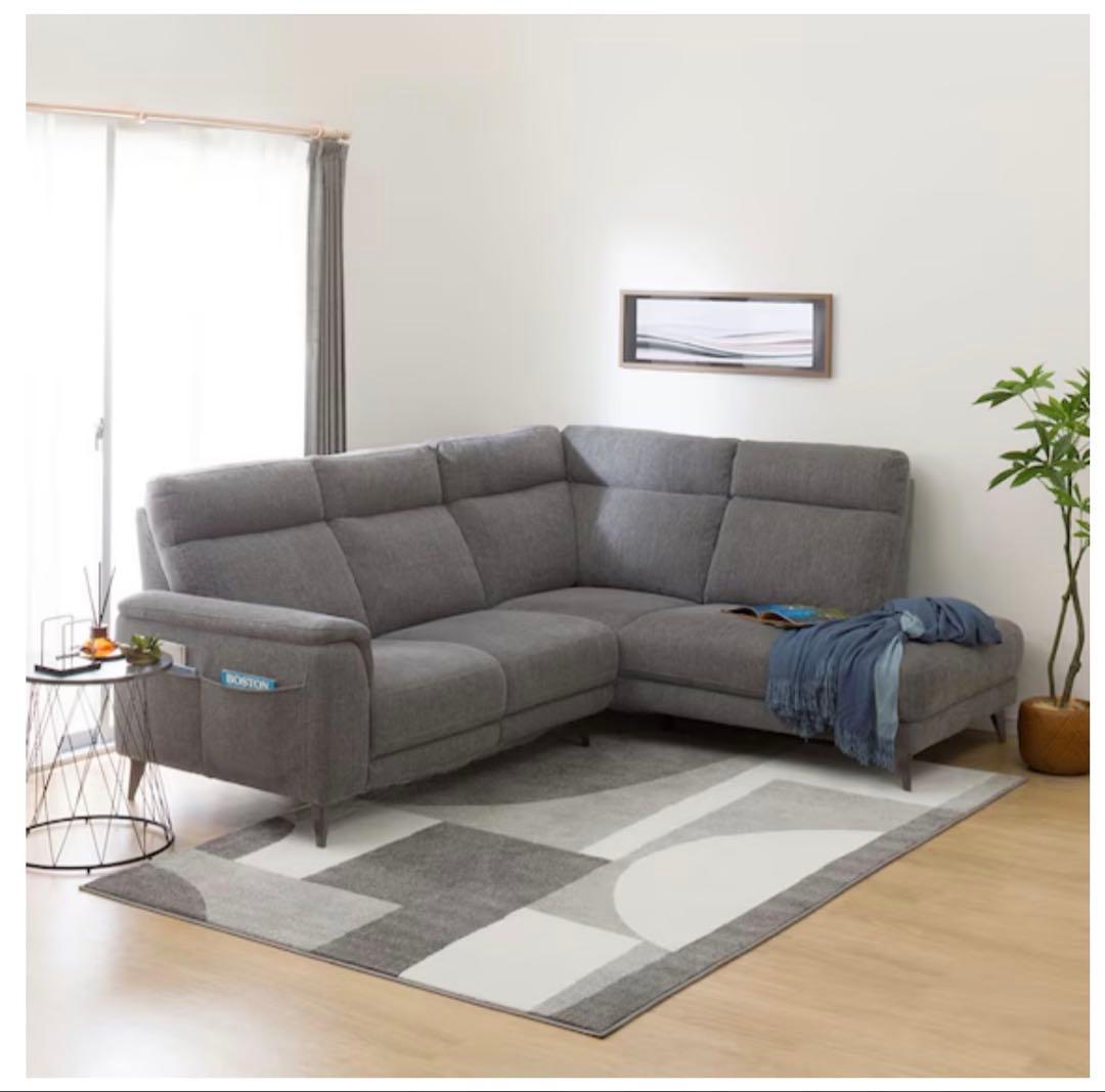 コーナーソファセット布貼りタイプ(LB07 左コーナー DGY)