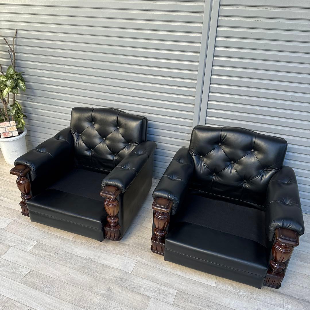 オールドカリモクFURNITURE 1人掛け　ソファ　シングルソファ　2脚