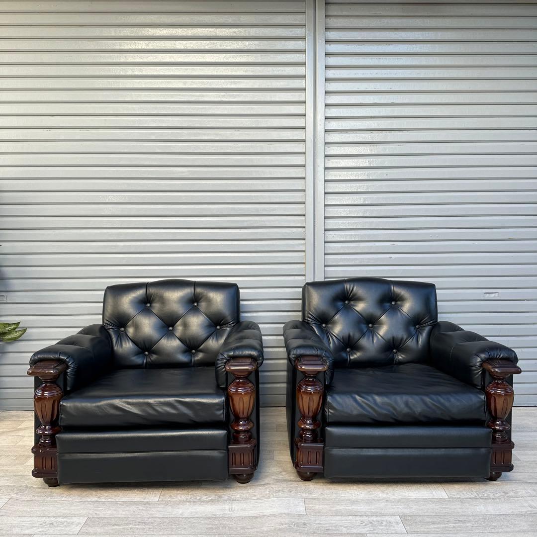 オールドカリモクFURNITURE 1人掛け　ソファ　シングルソファ　2脚
