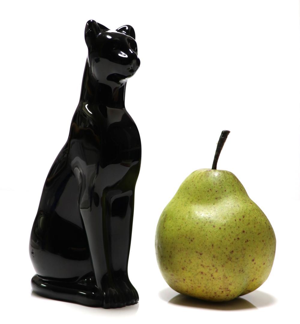 バカラ 大型 ブラッククリスタルガラス製 フィギュリン 16cm 漆黒の猫 置物