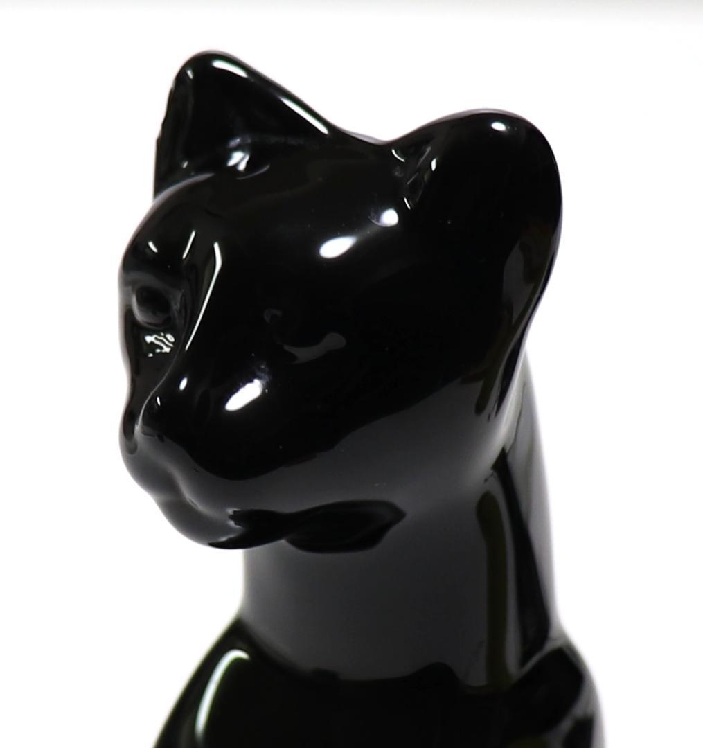 バカラ 大型 ブラッククリスタルガラス製 フィギュリン 16cm 漆黒の猫 置物