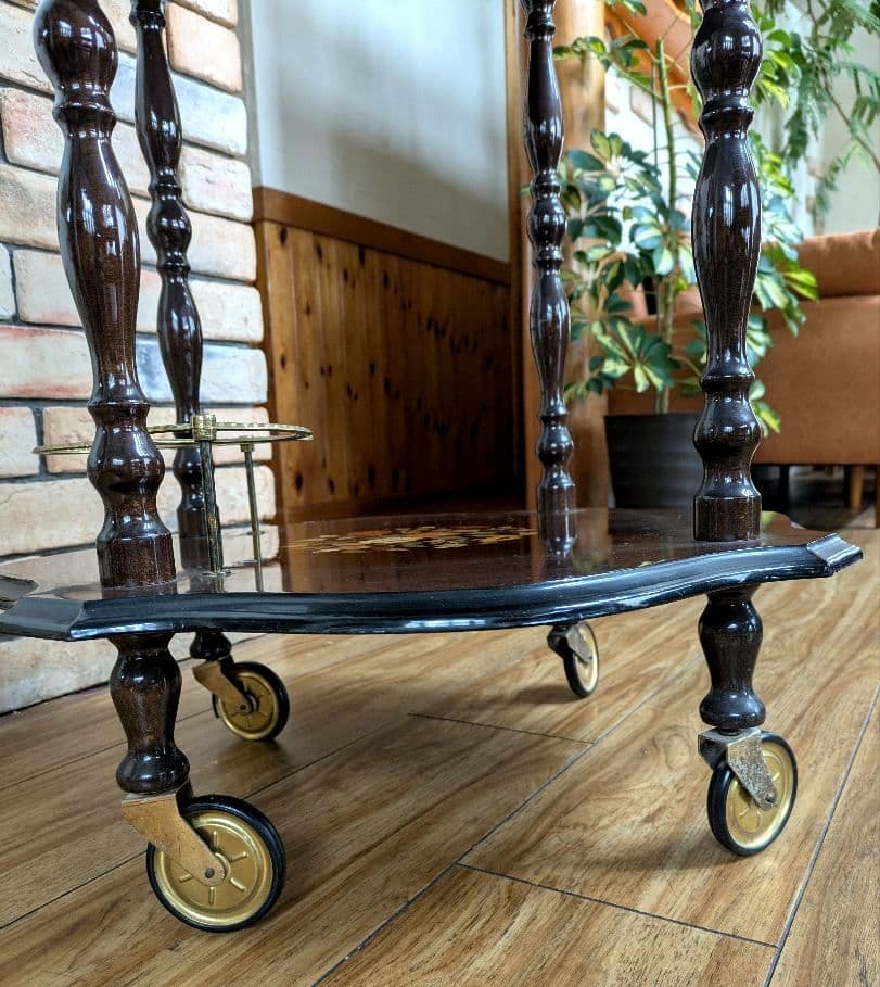 美品　イタリア製 ティーワゴン 象嵌細工 アンティークワゴン キッチンワゴン