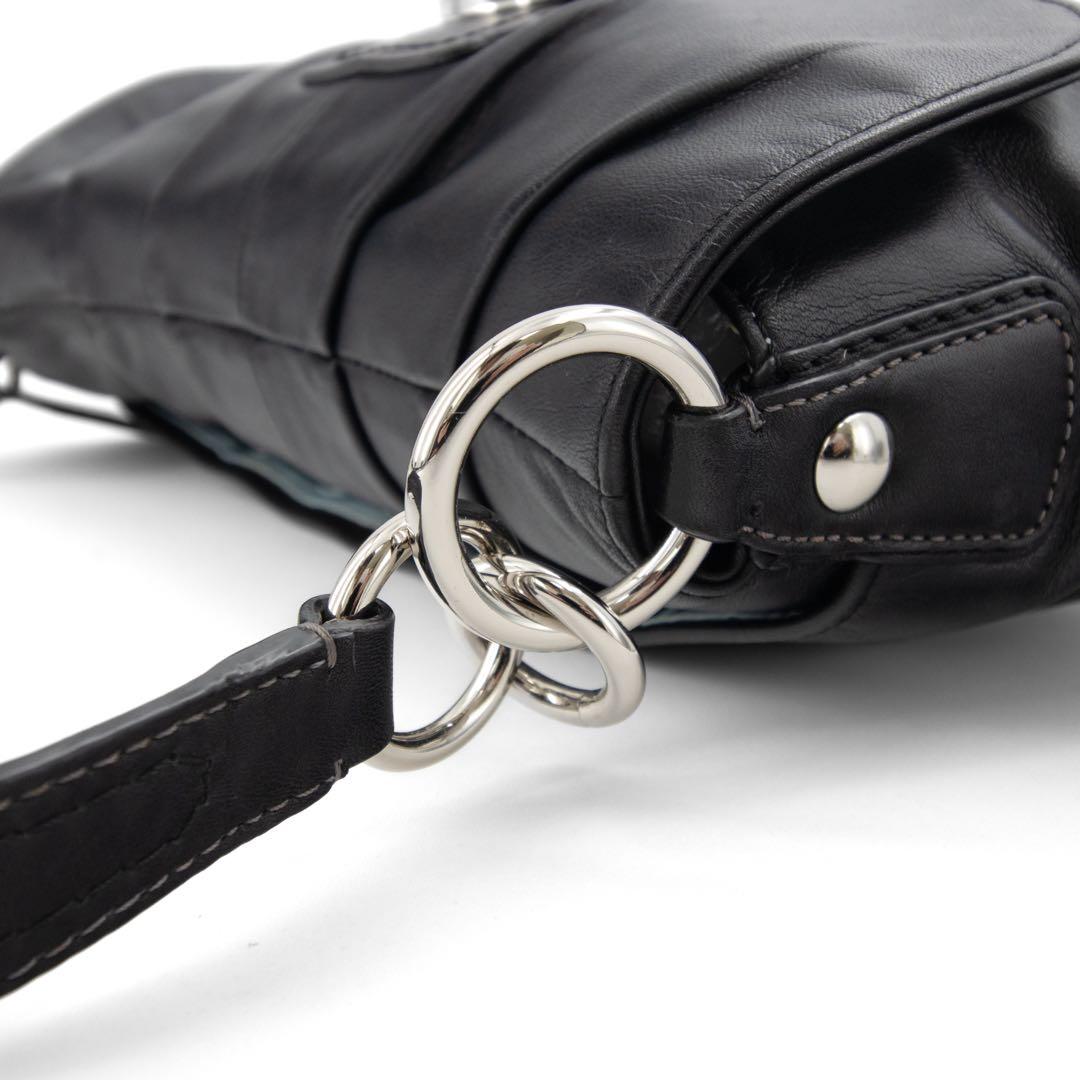 A096【COACH／コーチ】ソーホー　ワンショルダーバッグ　レザー　ブラック