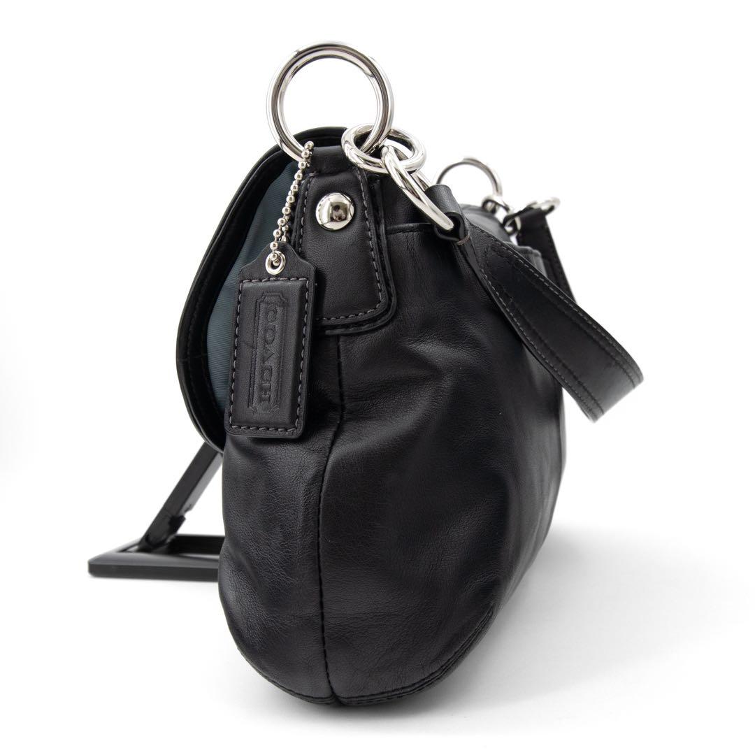 A096【COACH／コーチ】ソーホー　ワンショルダーバッグ　レザー　ブラック