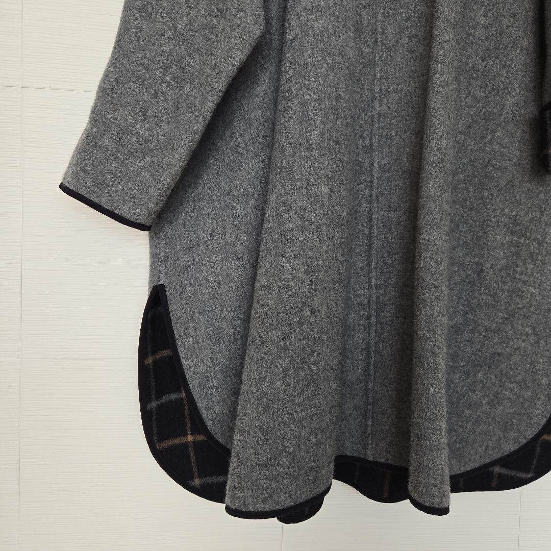 モガ　グレー&チェックのリバーシブル 2フェイスWoolコート