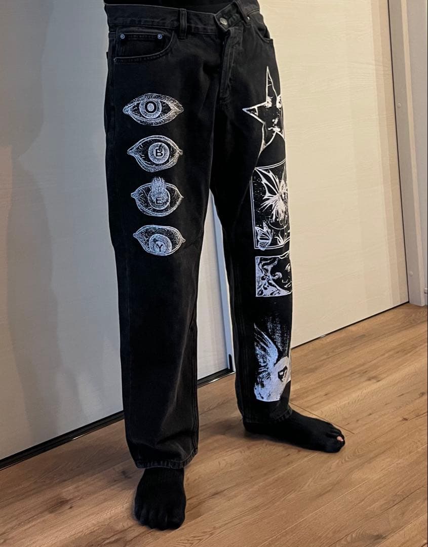 obey プリントブラックデニム