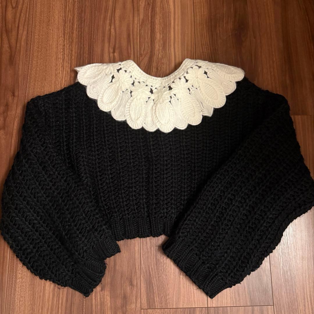 motif collar removal knit cardigan ニット