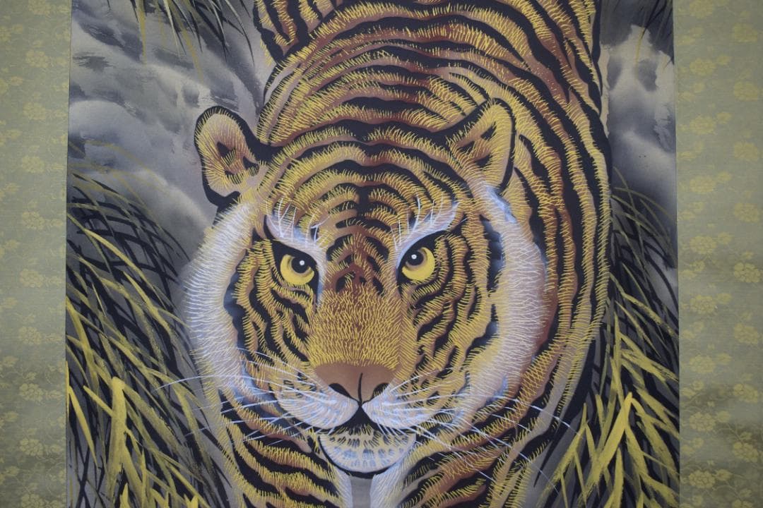 【真作】臥龍/猛虎下山図/虎之図/掛軸☆宝船☆Y-903　JM