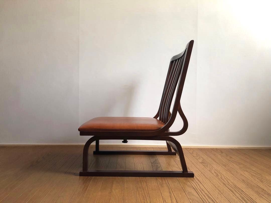 秋田木工社製 低座椅子 革張り ジャパニーズモダン ヴィンテージ 和家具 古民家