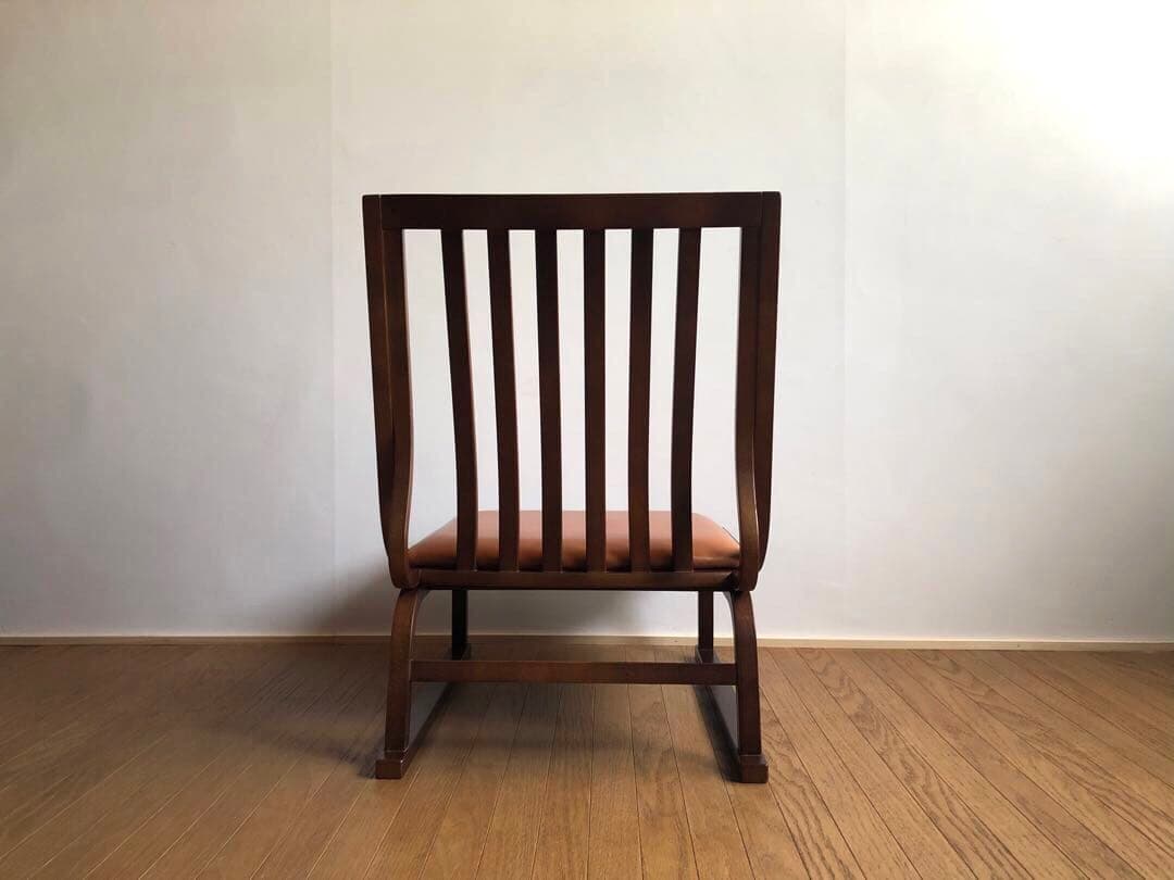 秋田木工社製 低座椅子 革張り ジャパニーズモダン ヴィンテージ 和家具 古民家