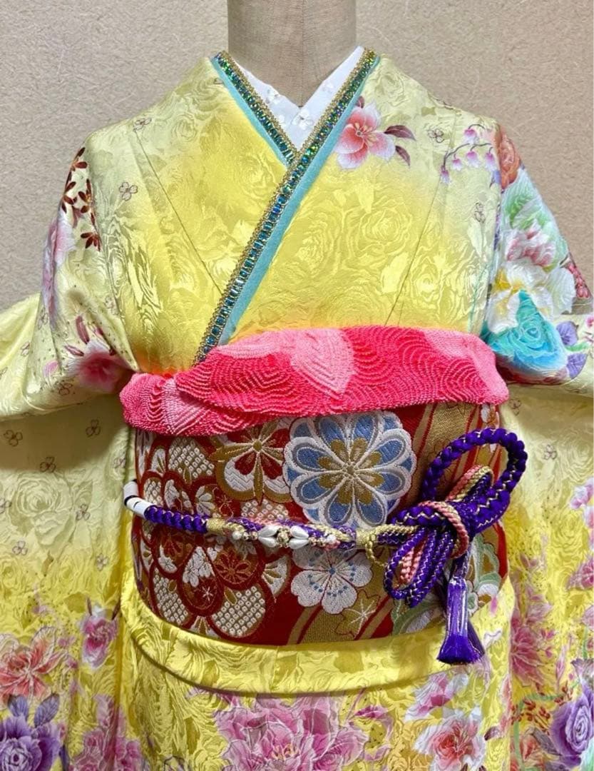 久*憧様 振袖 正絹 黄色