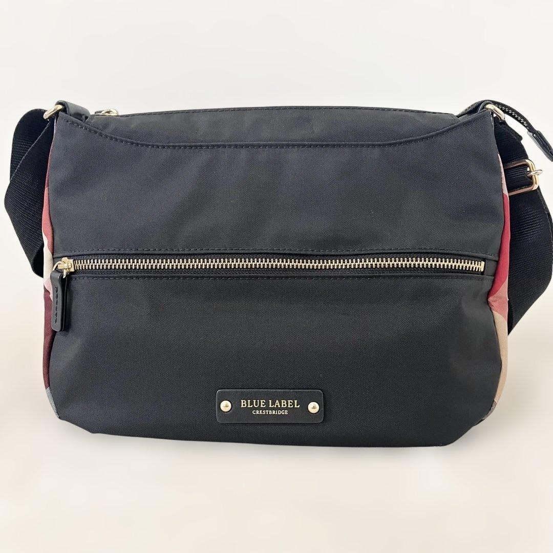 【美品】BLUE LABEL レッドチェック　ショルダーバッグ　ブラック