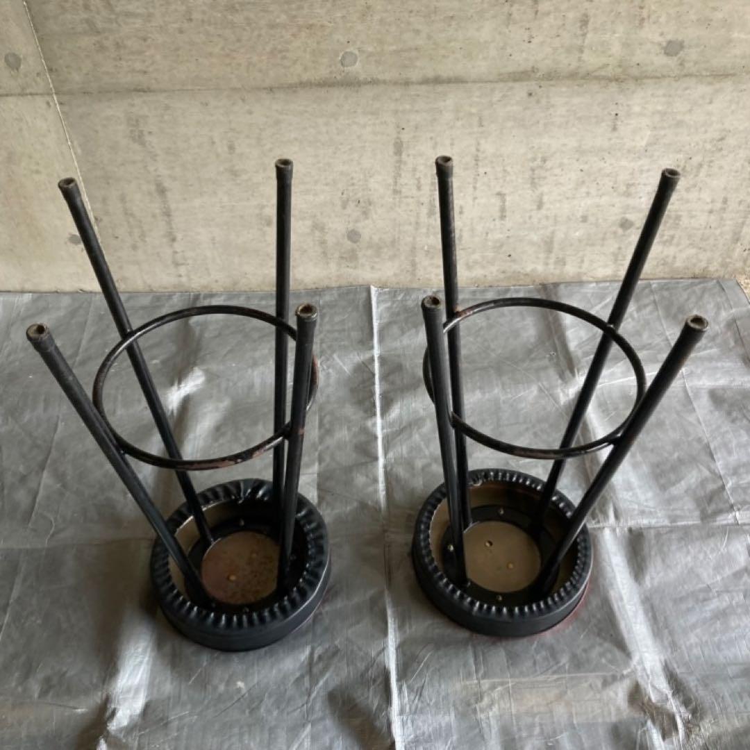 ハイスツール 丸椅子 チェア 鉄脚 アイアン 食堂 赤黒 2脚 ポップ レトロ