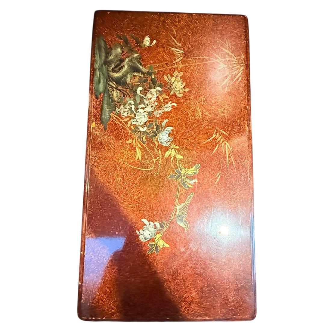 漆塗り調 花鳥図 和家具 収納棚 飾り棚 古家具 和モダン