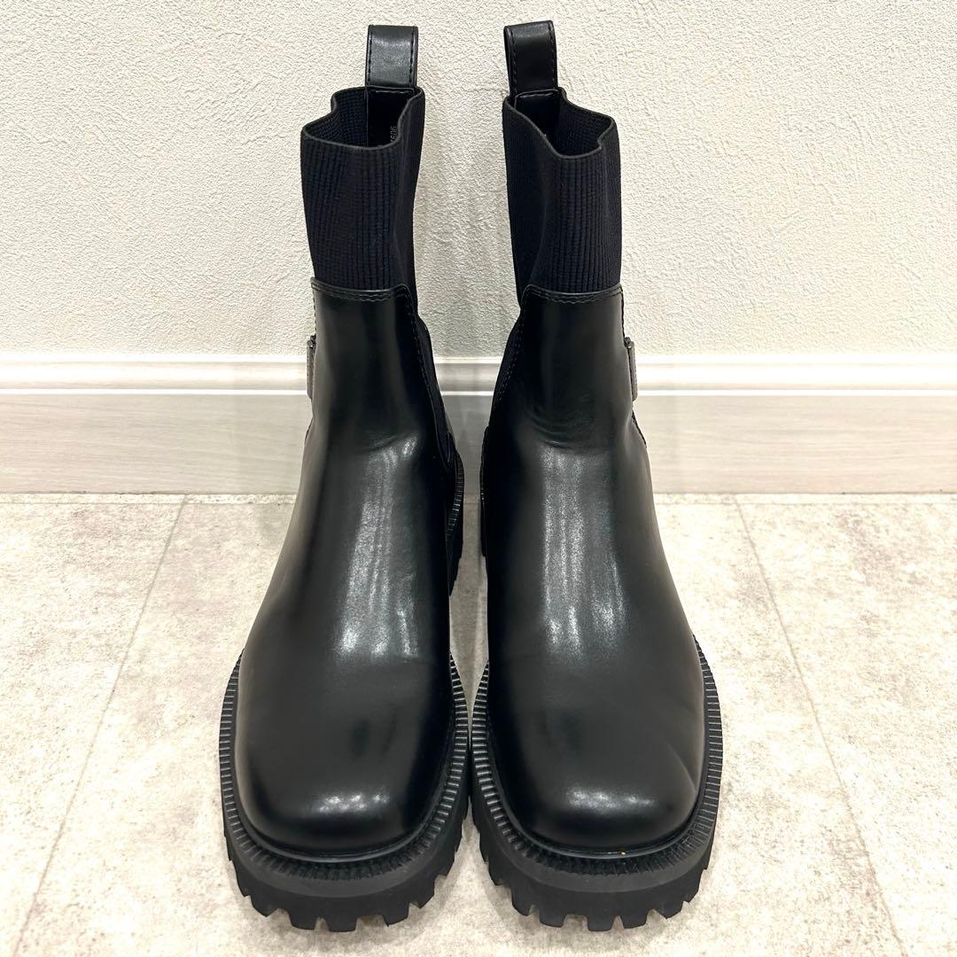 CHARLES&KEITHニットソックス リッジッドソールチェルシーブーツ 36