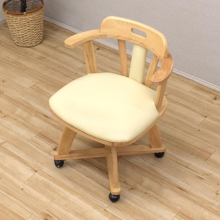 TR DC SC　6脚　回転式ダイニングチェア　肘付アーム　キャスターナチュラル
