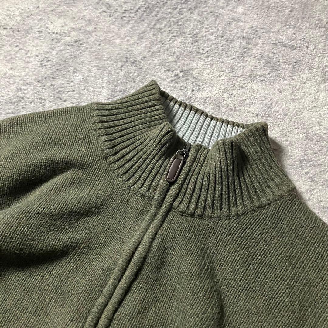 00sLLBeanハーフジップコットンニットオリーブグリーンエルエルビーン