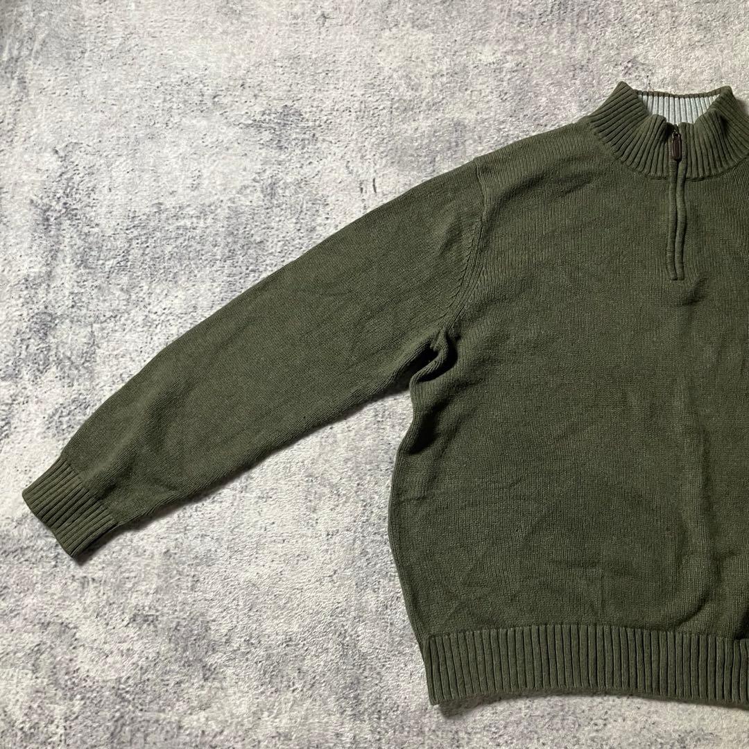 00sLLBeanハーフジップコットンニットオリーブグリーンエルエルビーン