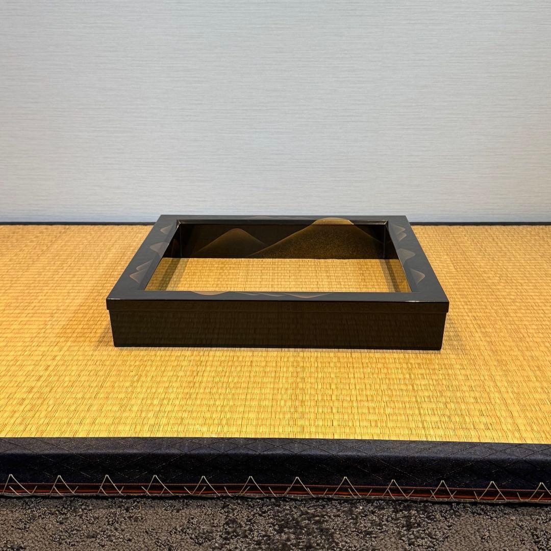 蒔絵師 細川司光 作 遠山蒔絵 炉縁 共箱 木製漆器 茶道具