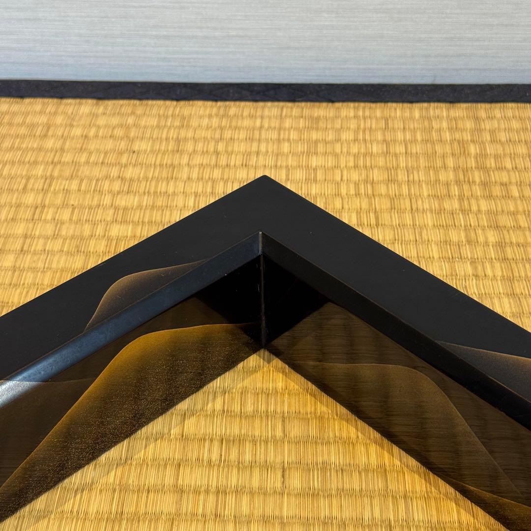 蒔絵師 細川司光 作 遠山蒔絵 炉縁 共箱 木製漆器 茶道具