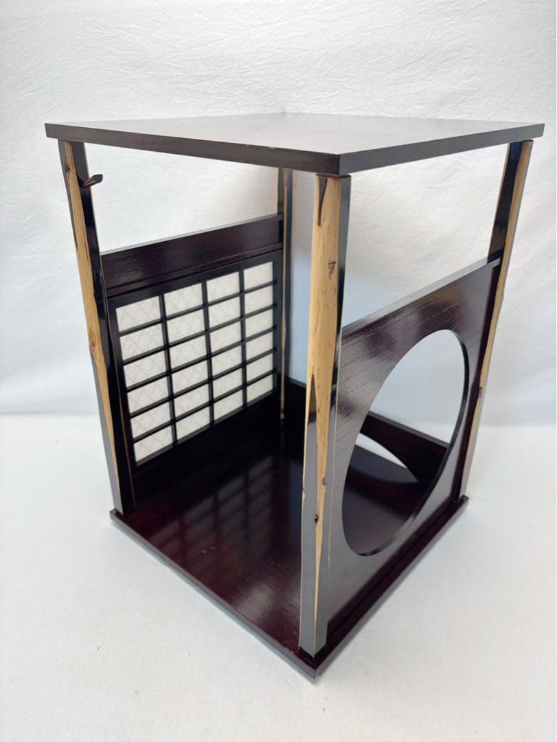 美品 茶道具 塗師 表惠造 木製溜塗 吉野棚 圓能斎好写 組み立式 共箱