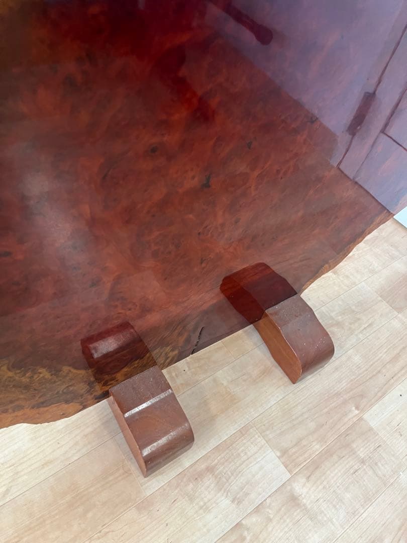 【希少】花梨瘤 衝立 一枚板 天然木　瘤杢 玉杢　光沢あり　スタンド付き