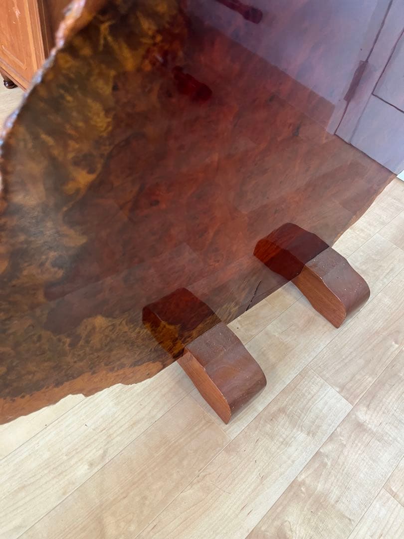 【希少】花梨瘤 衝立 一枚板 天然木　瘤杢 玉杢　光沢あり　スタンド付き