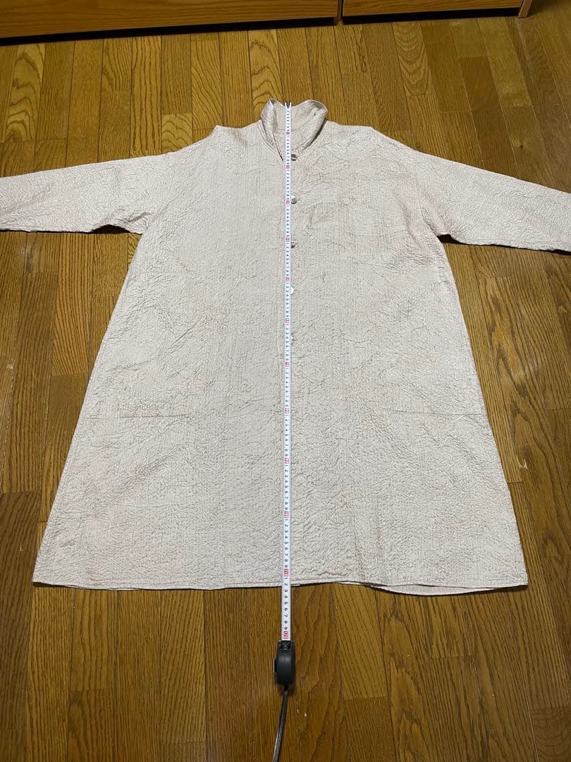 【未使用】ヨーガンレール 綿シルクロングジャケット しぼ加工 グレーベージュ