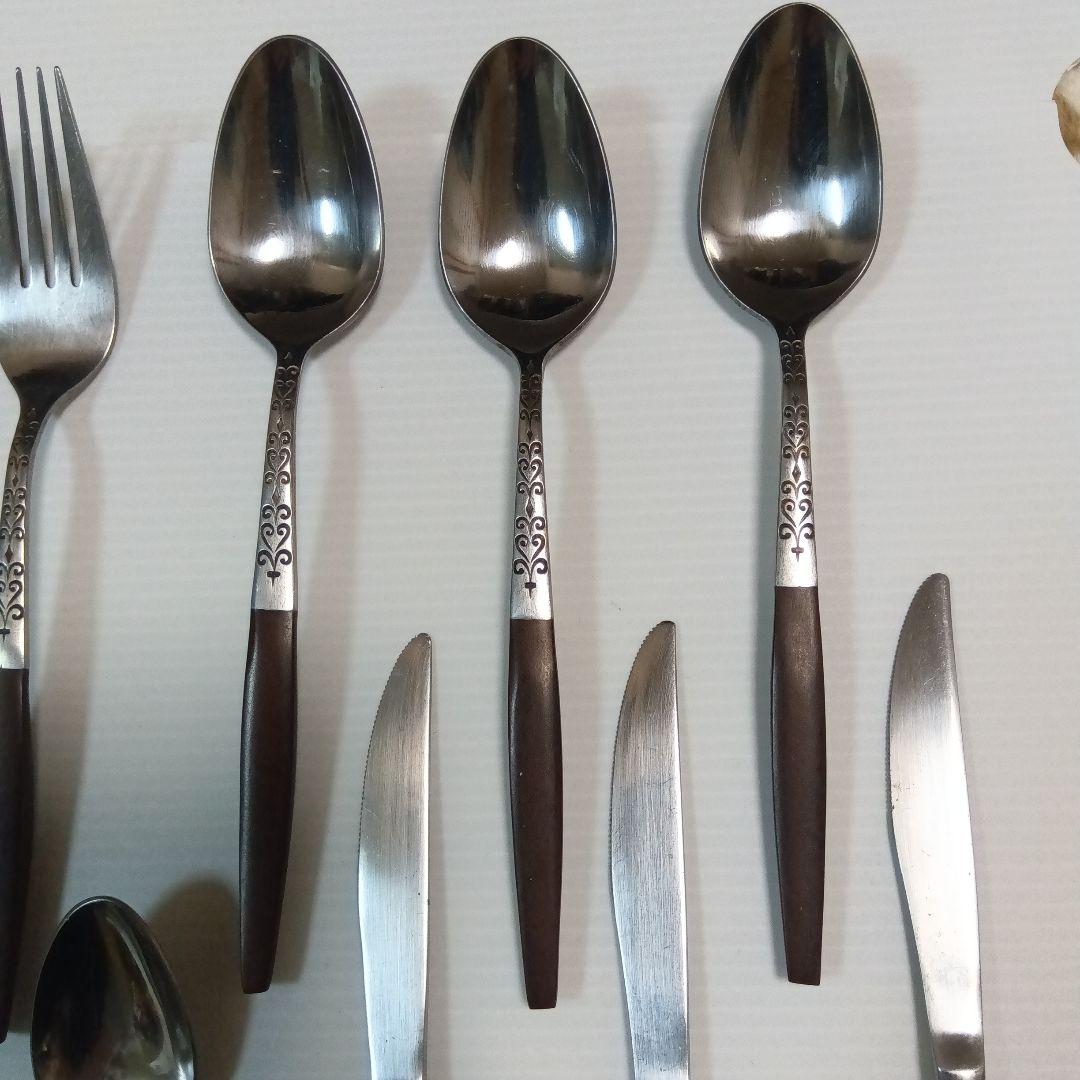 ミッドセンチュリー　カトラリー　フォーク/ ナイフ／スプーン２種　３セット12本