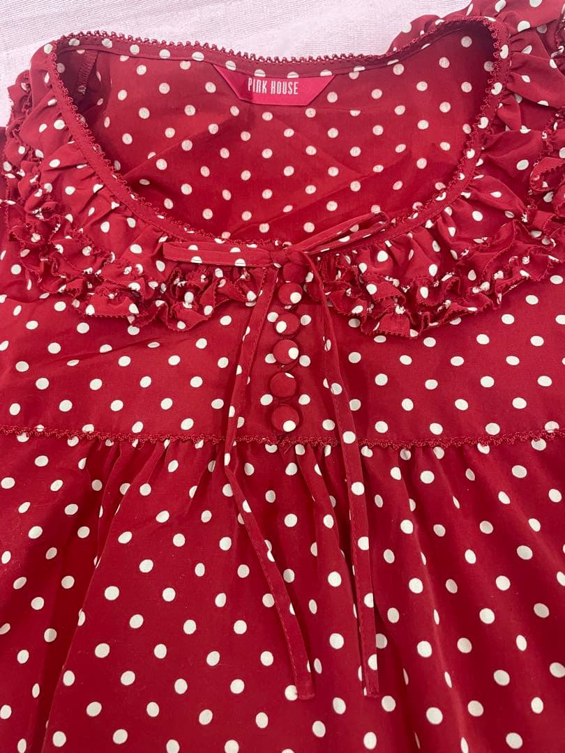❣️極美品❣️ピンクハウスドッド柄 ピンタック ピコフリル❣️春のお出かけに