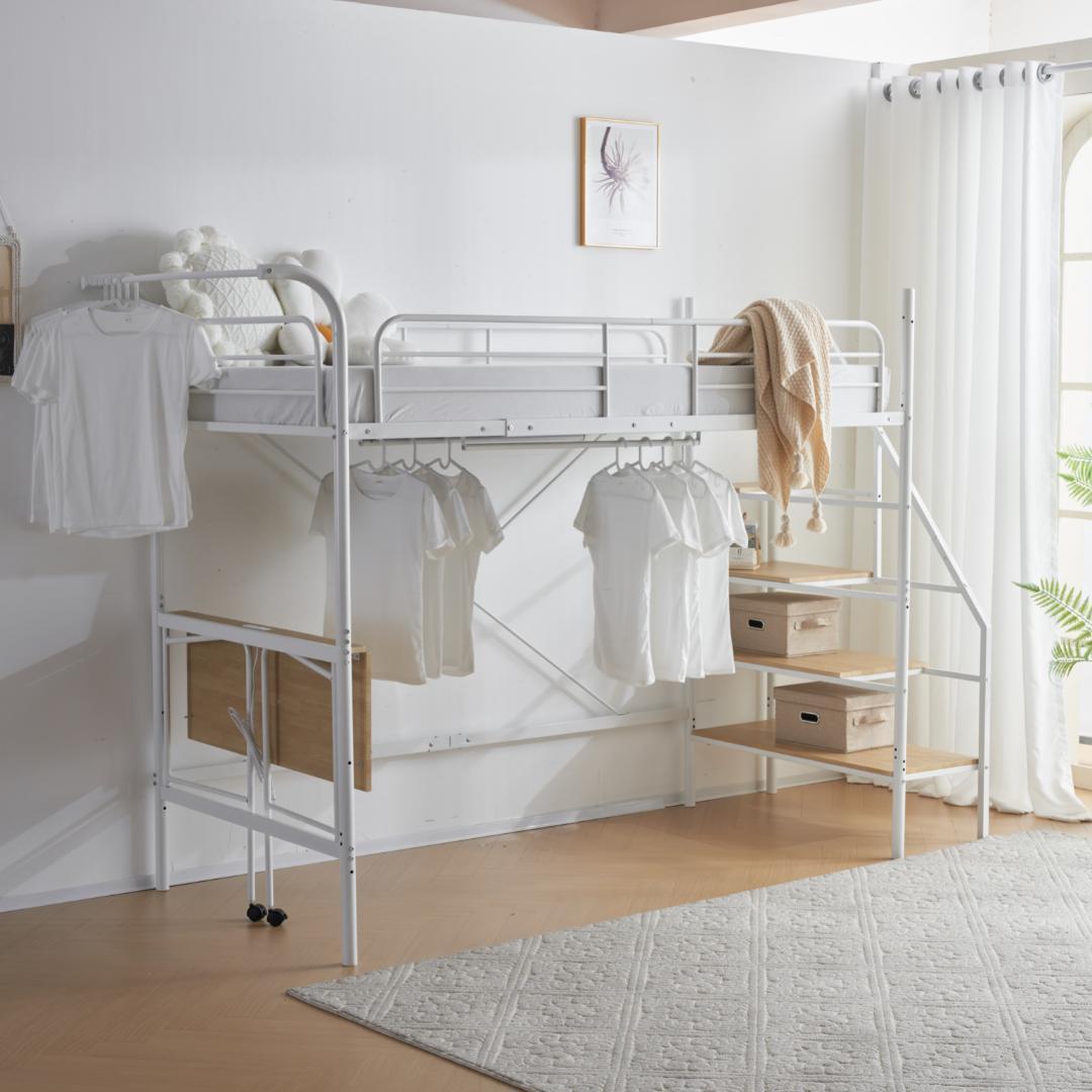 システムベット ロフトベッド シングル デスク コンセント ハンガーポール付き