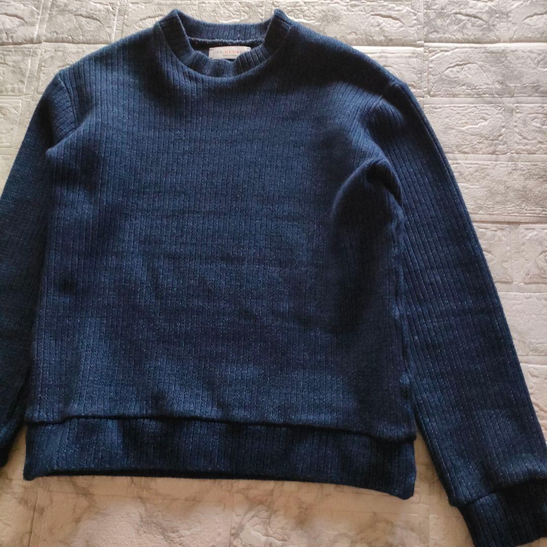 UNE HEURES　ウ ヘフ　リブニット　コットンセーター　S