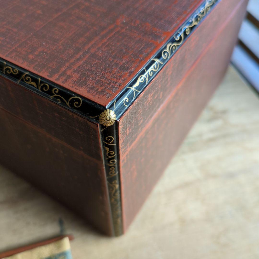 茶箱　布摺漆　唐草蒔絵　 茶箱お茶道具　共箱　セット　美品　木箱入　木製　漆器