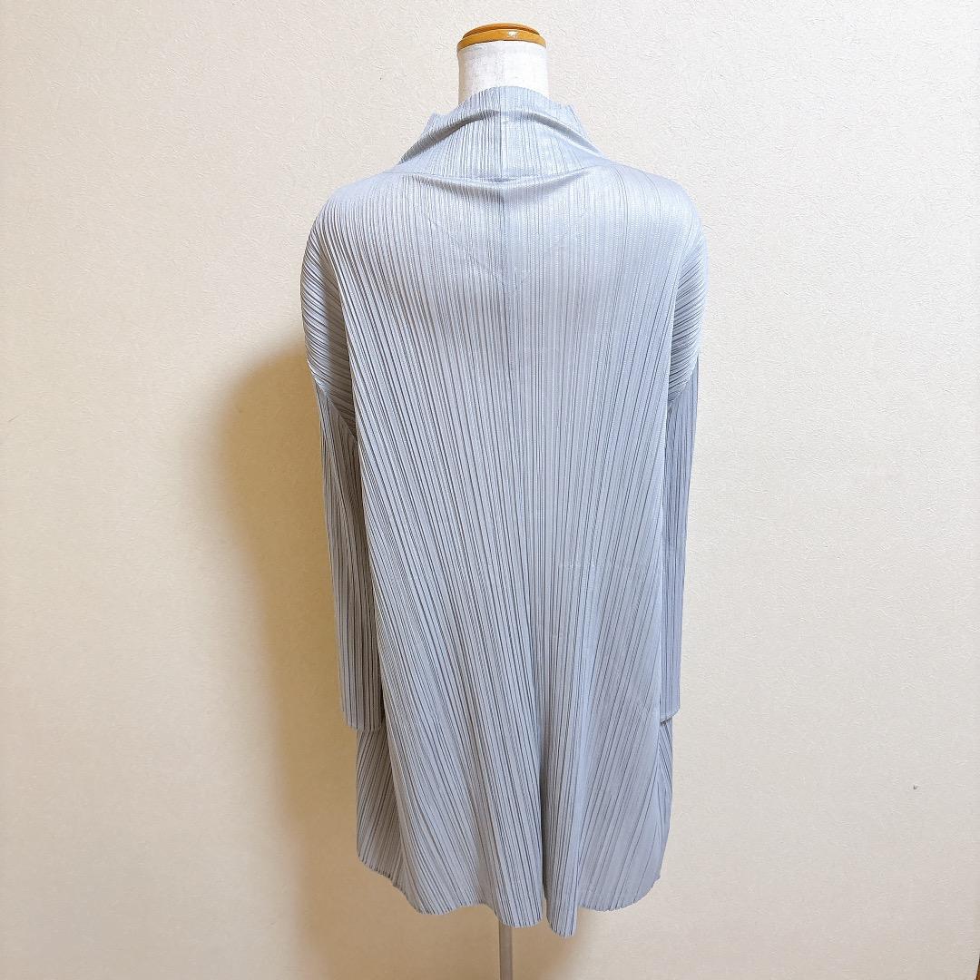 美品 プリーツプリーズ イッセイミヤケ ロングカーディガン サイズ3 グレー