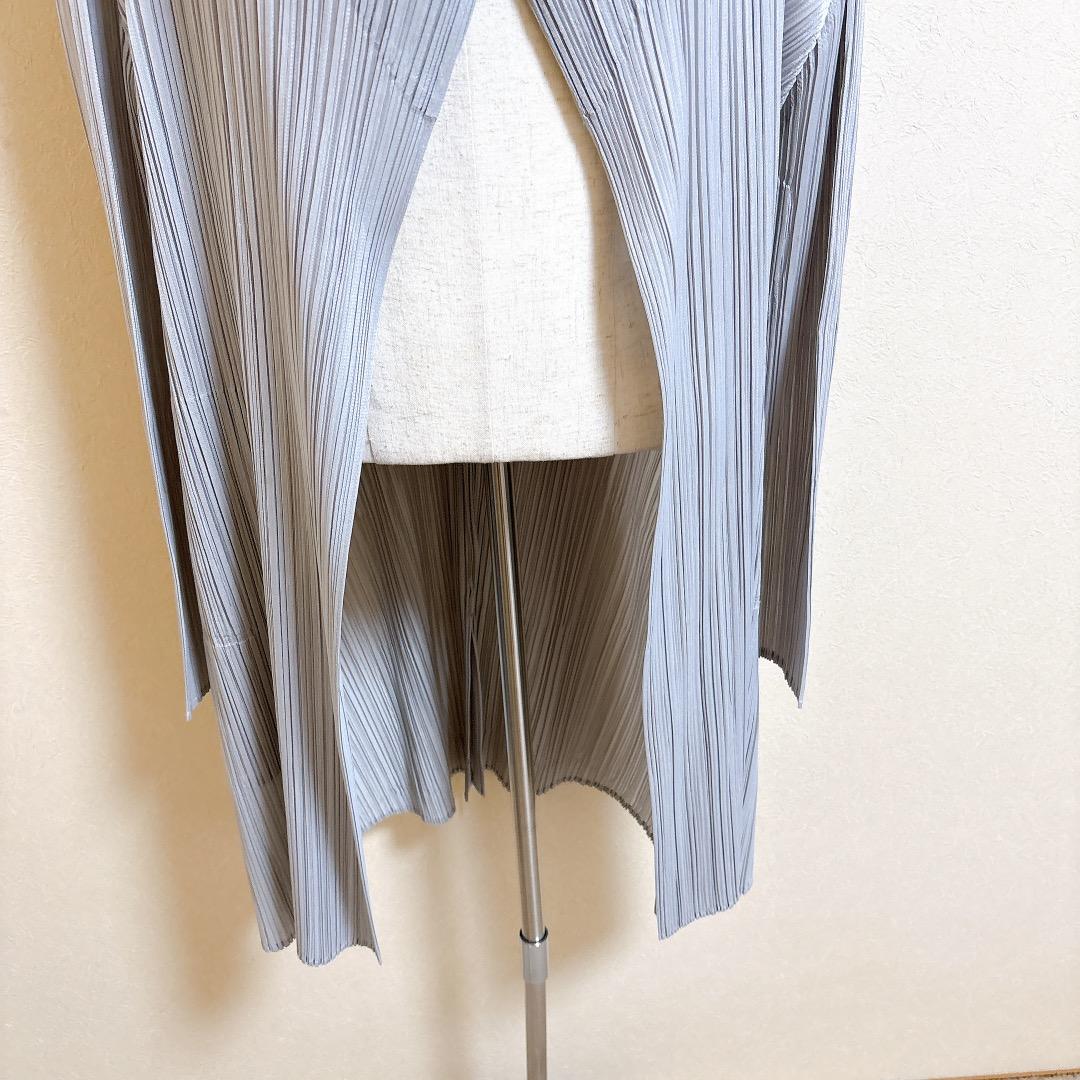 美品 プリーツプリーズ イッセイミヤケ ロングカーディガン サイズ3 グレー