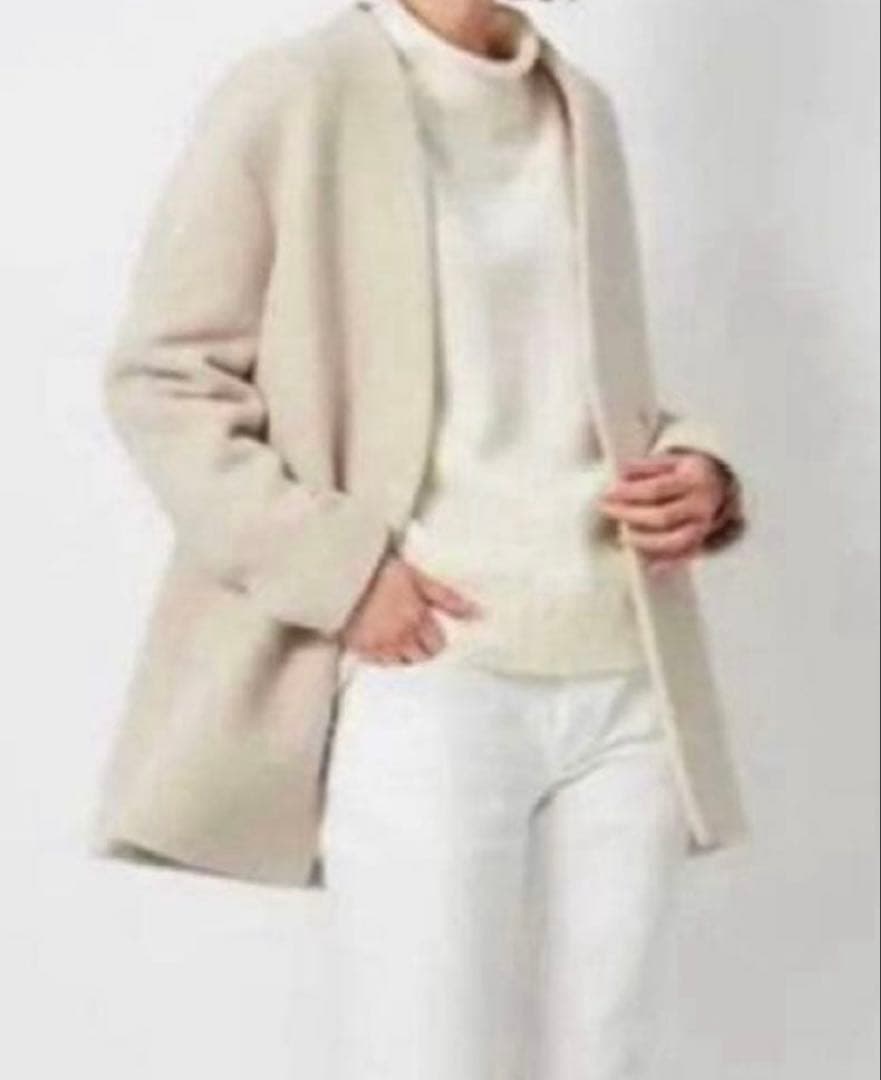 23区 ノーカラーハーフコート　ダブルクロスベロア