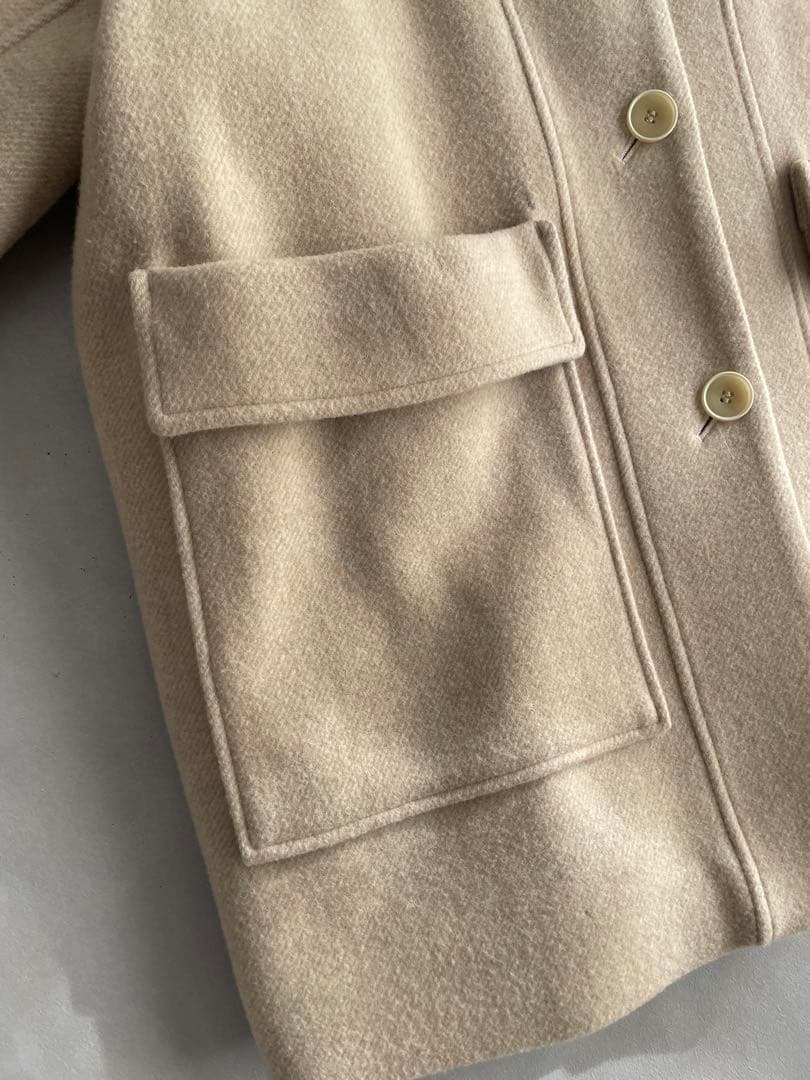 パブリックトウキョウ　SUPER140 ウールオーバーコート　ミドル丈　ベージュ