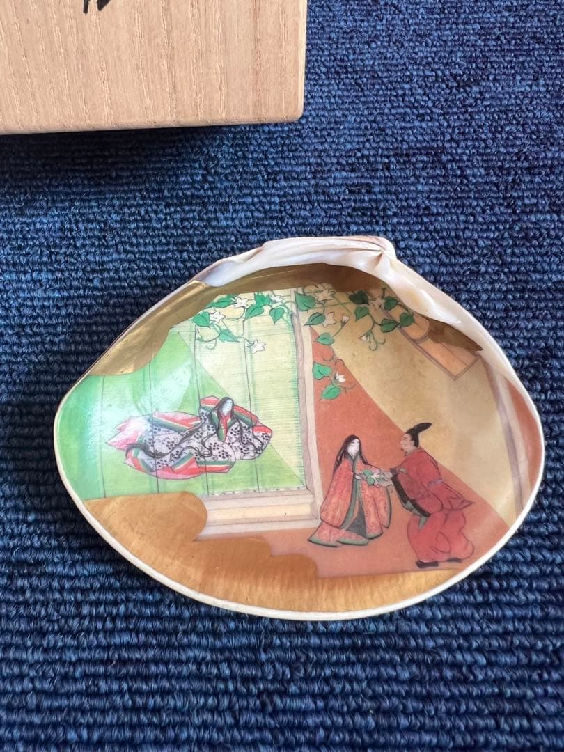 1431 源氏絵　蛤　香合　相馬大　王朝文華　源氏貝あわせ　工芸品　未使用