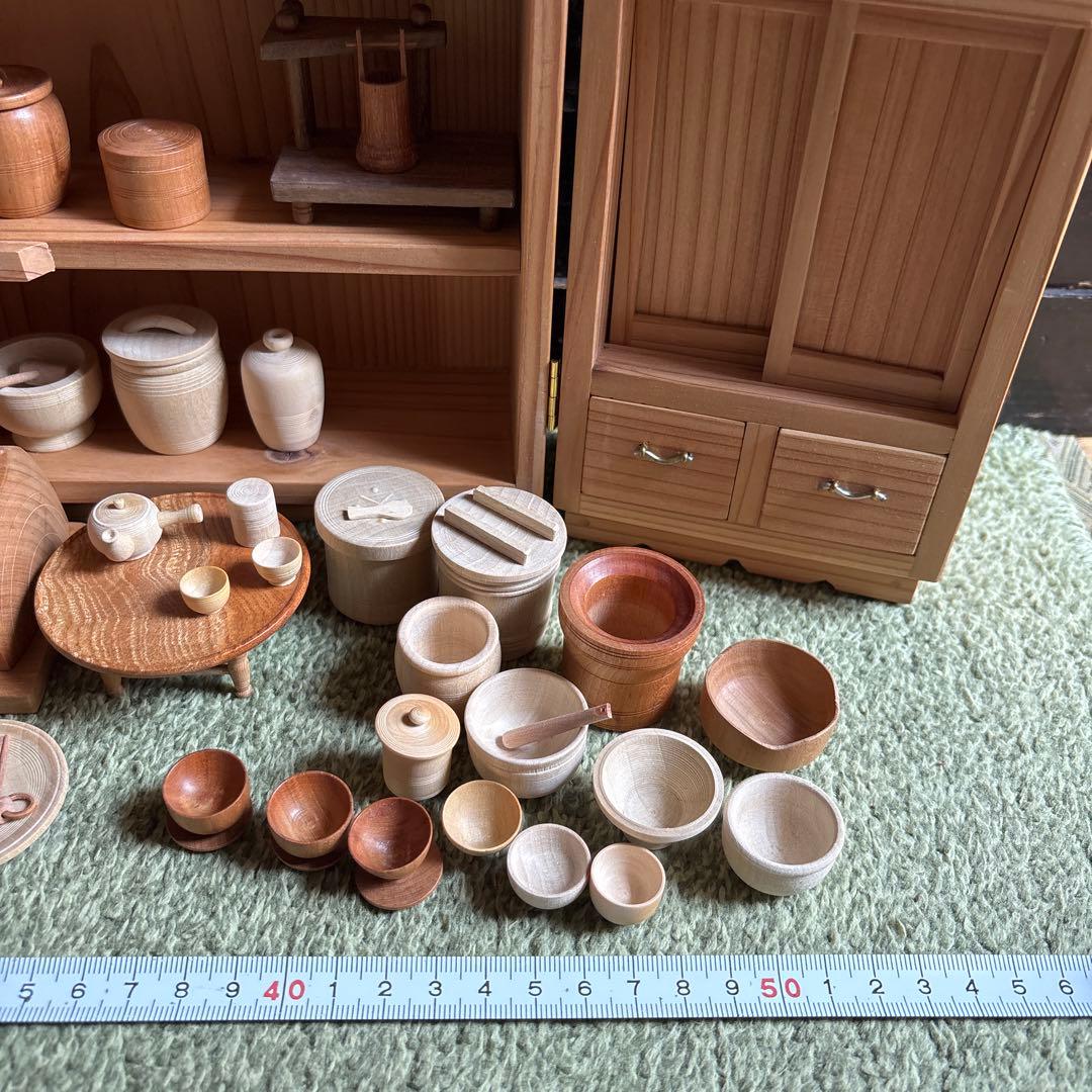 おくどさん　台所セット　台所道具一式　佐藤武志作　雛道具　おままごと　木地玩具