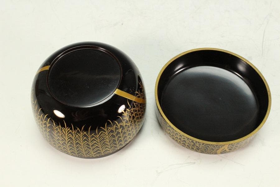 茶道具 時代 柳蒔絵 平棗(K-A650)