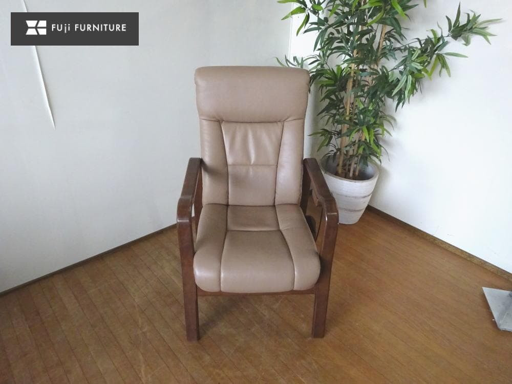 椿　富士ファニチャー　RAKU/楽　本革　リクライニングチェア