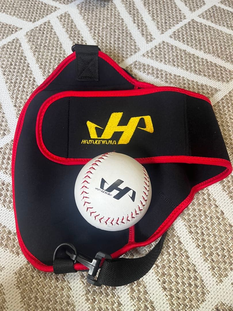 ハタケヤマ 硬式野球グローブ 黒/ピンクライン グラブホルダー付き