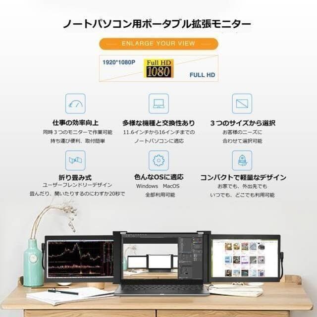 ADESEVEN PORTABLE TRI-SCREEN(＋Mハブ＋専用ポーチ)
