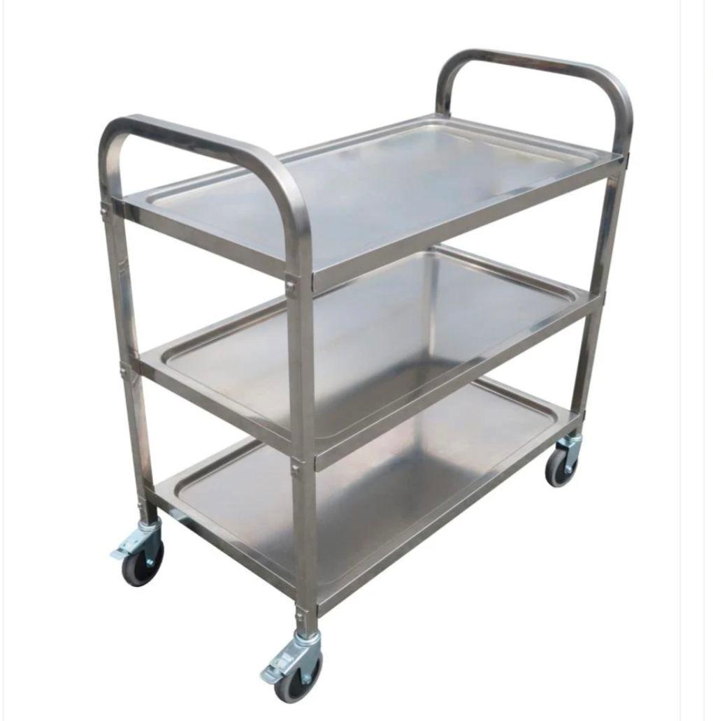 業務用 3段ステンレスワゴン キャスター付き キッチンワゴン 静音頑丈タイプ