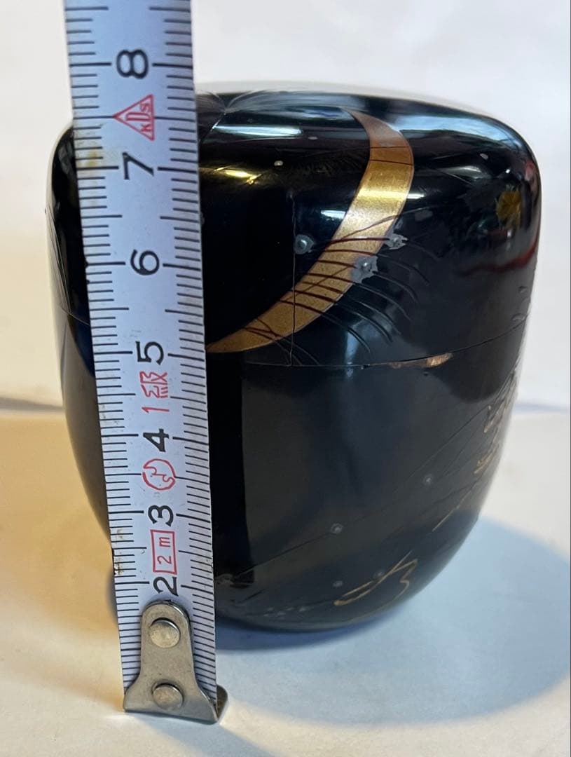 骨董品お茶入り漆塗 銀鑲嵌