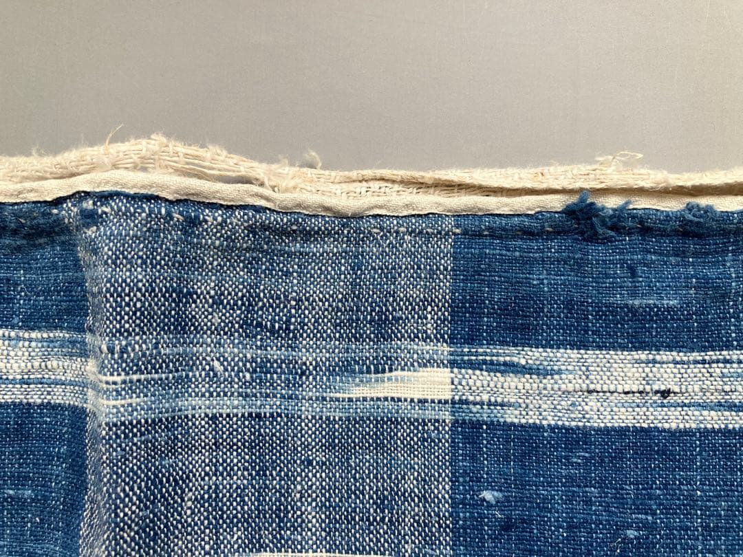 1700年代後期頃　天然インディゴのIKAT リネン　フランス　アンティーク