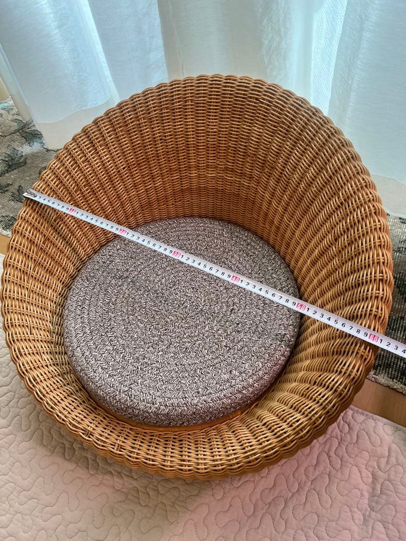 ラタンチェア　座椅子　籐椅子　レトロ　アンティーク